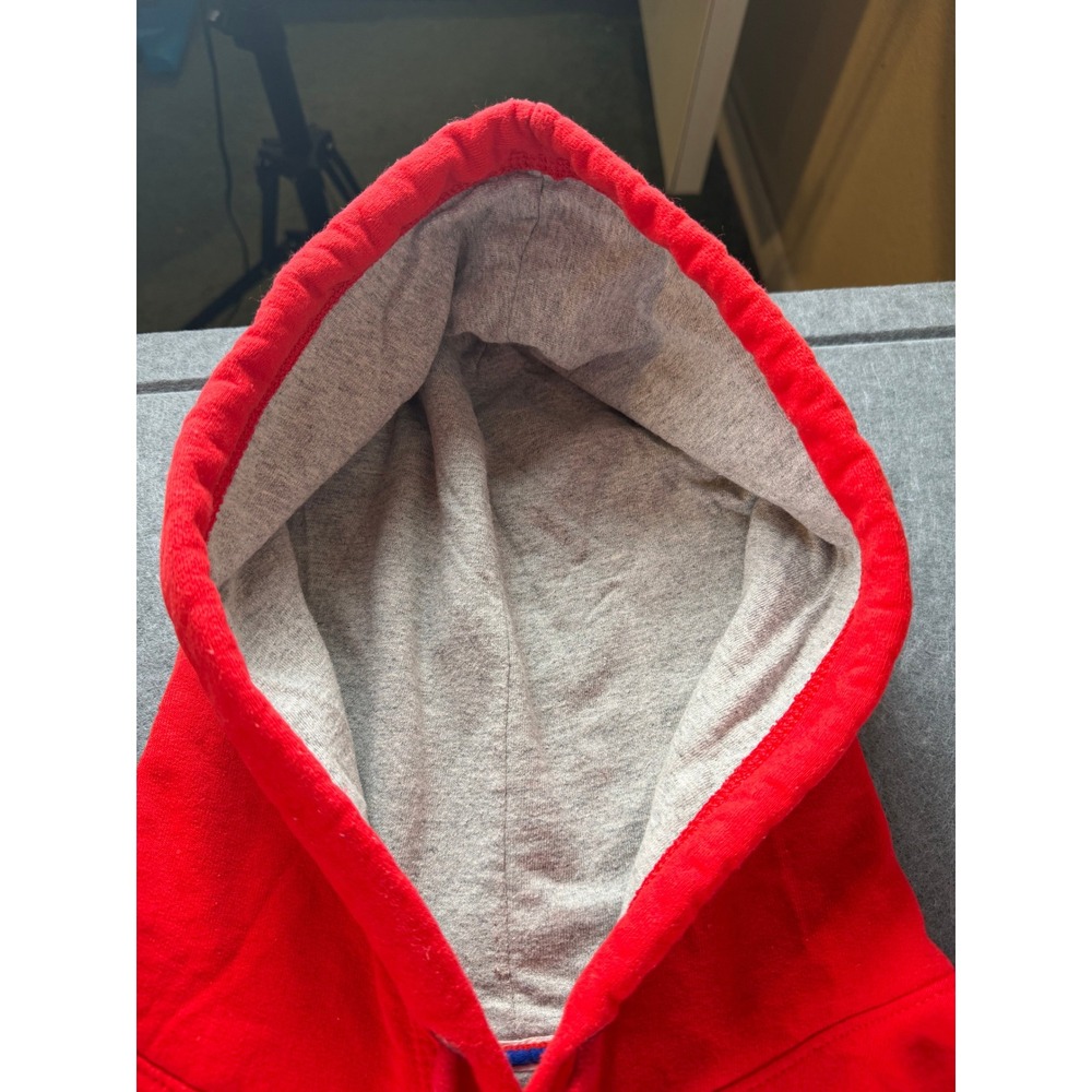Cozy Everyday Athleisure Champion Hoodie Mens Lg Red Sweatshirt Embroidered Logo - Picture 3 of 6